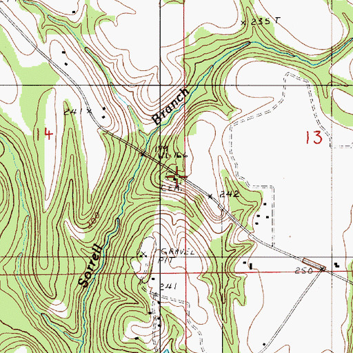 Topographic Map of Adams Grove Cemetery, AL