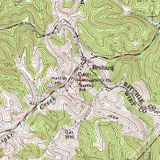 Topographic Map of Straight Creek Church, WV