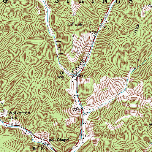 Topographic Map of Straight Fork, WV