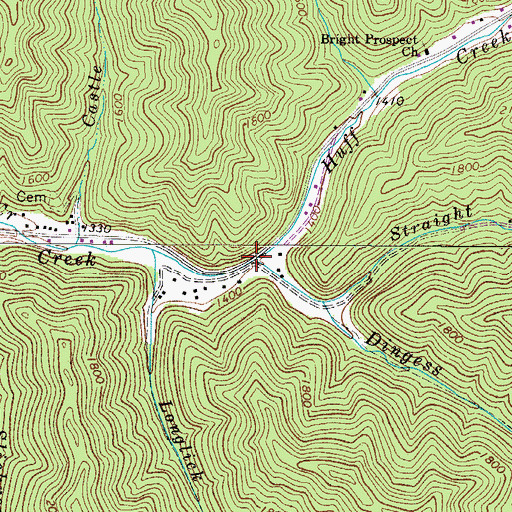 Topographic Map of Straight Fork, WV