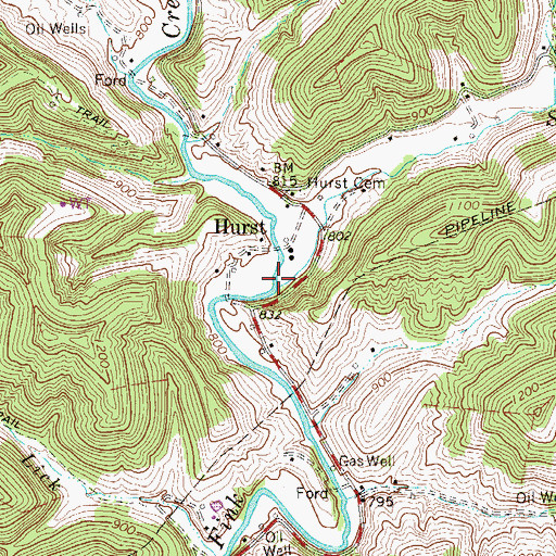 Topographic Map of Straight Run, WV