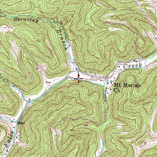 Topographic Map of Strailey Branch, WV