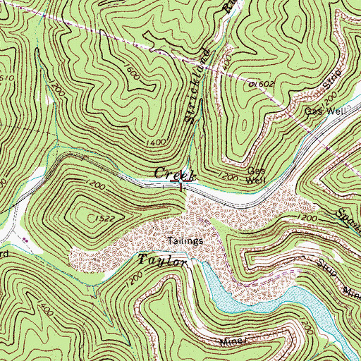 Topographic Map of Strickland Run, WV