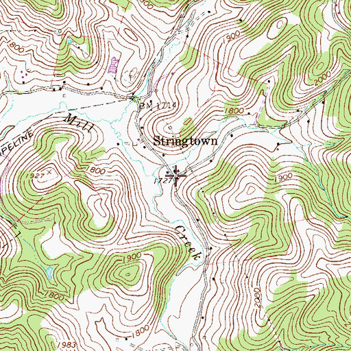 Topographic Map of Stringtown, WV