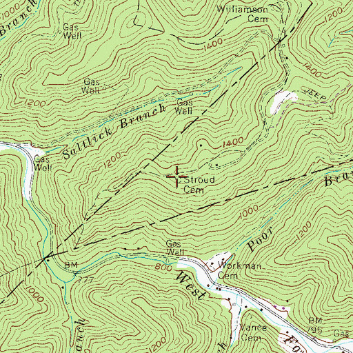 Topographic Map of Stroud Cemetery, WV
