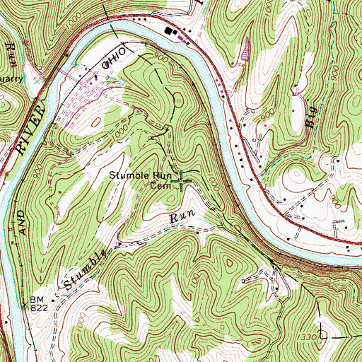 Topographic Map of Stumble Run Cemetery, WV