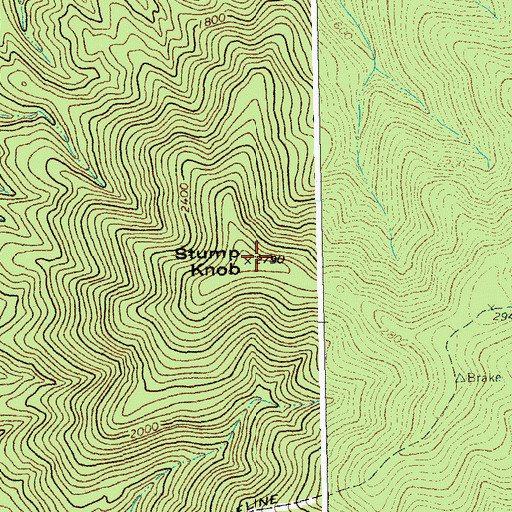 Topographic Map of Stump Knob, WV