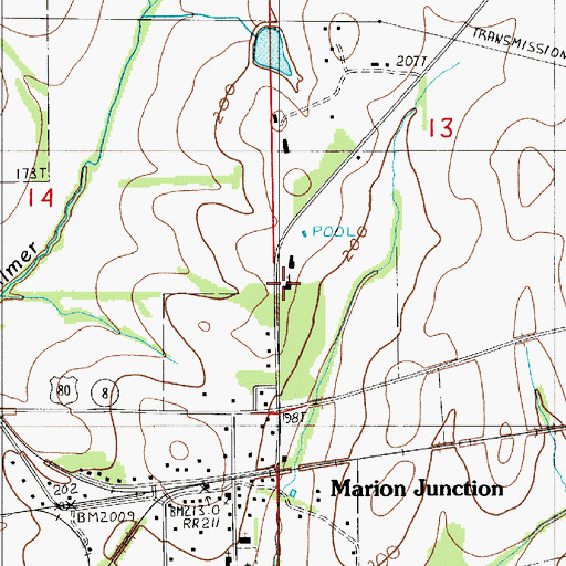 Topographic Map of Marion Junction Church, AL