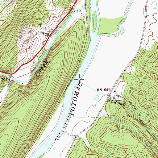 Topographic Map of Stump Run, WV
