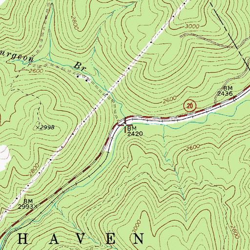 Topographic Map of Sturgeon Branch, WV