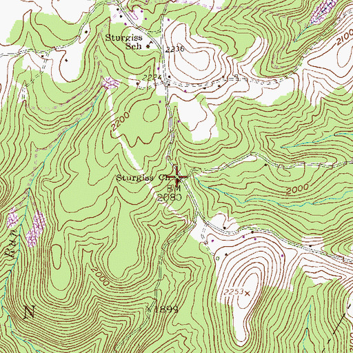 Topographic Map of Sturgiss Church, WV