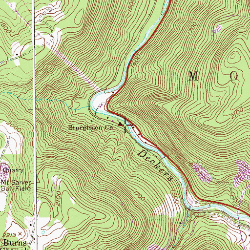 Topographic Map of Sturgisson United Methodist Church (historical), WV