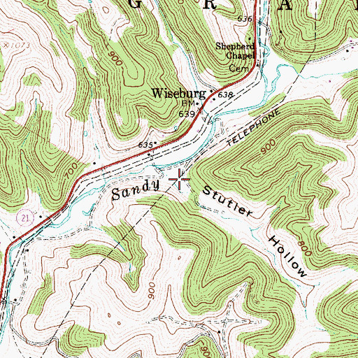 Topographic Map of Stutler Hollow, WV