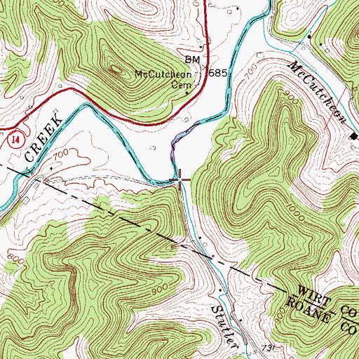 Topographic Map of Stutler Run, WV