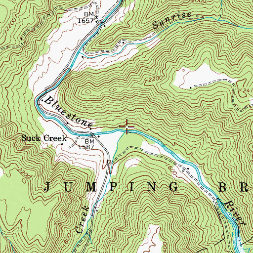 Topographic Map of Suck Creek, WV