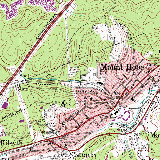 Topographic Map of Sugar Creek, WV