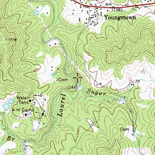 Topographic Map of Sugar Creek, WV