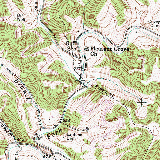 Topographic Map of Sugar Creek, WV