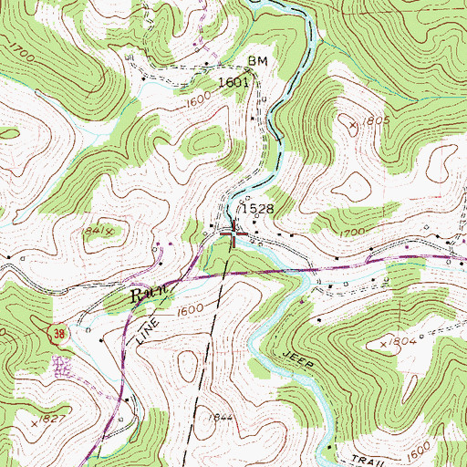Topographic Map of Sugar Creek, WV