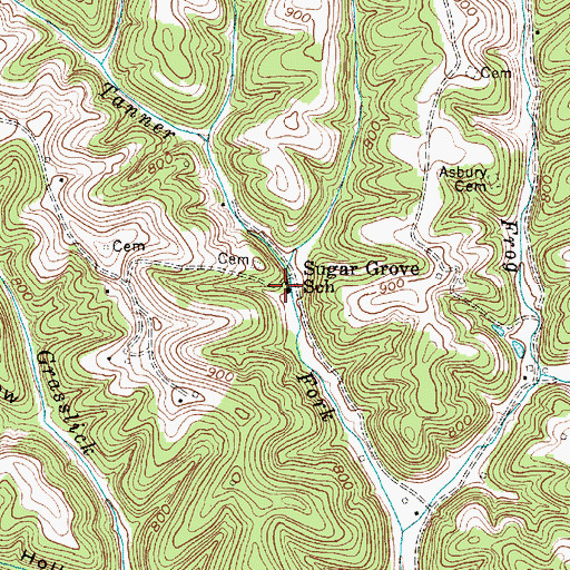 Topographic Map of Sugar Grove School (historical), WV