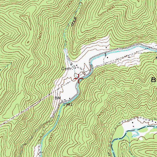 Topographic Map of Sugar Run, WV