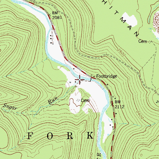 Topographic Map of Sugar Run, WV