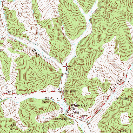 Topographic Map of Sugar Run, WV