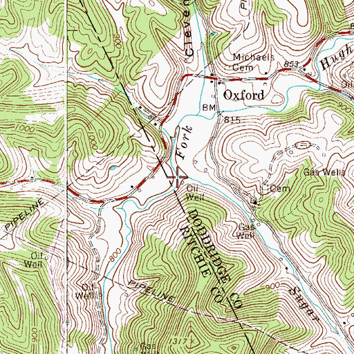 Topographic Map of Sugar Run, WV