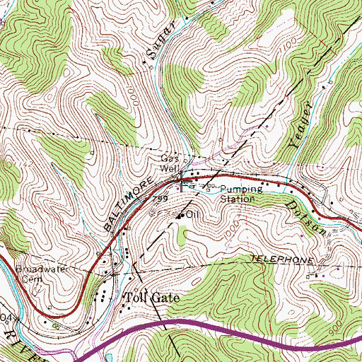 Topographic Map of Sugar Run, WV