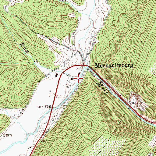 Topographic Map of Sugar Run, WV