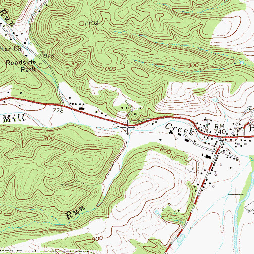 Topographic Map of Sugar Run, WV