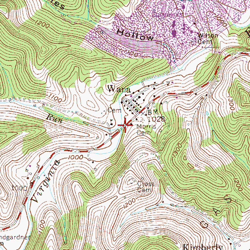 Topographic Map of Sugar Run, WV