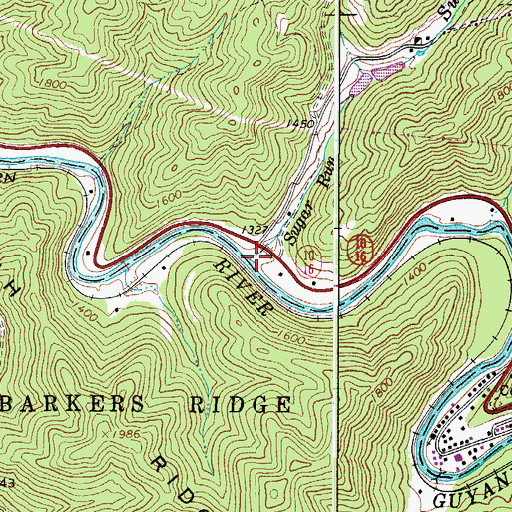 Topographic Map of Sugar Run, WV