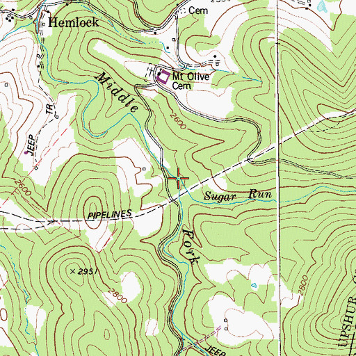 Topographic Map of Sugar Run, WV