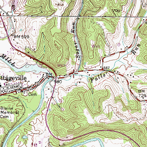 Topographic Map of Sugar Run, WV