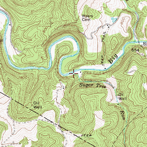 Topographic Map of Sugar Tree Run, WV
