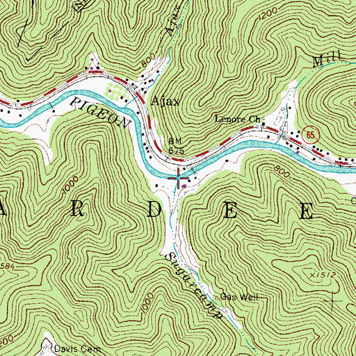 Topographic Map of Sugarcamp Branch, WV