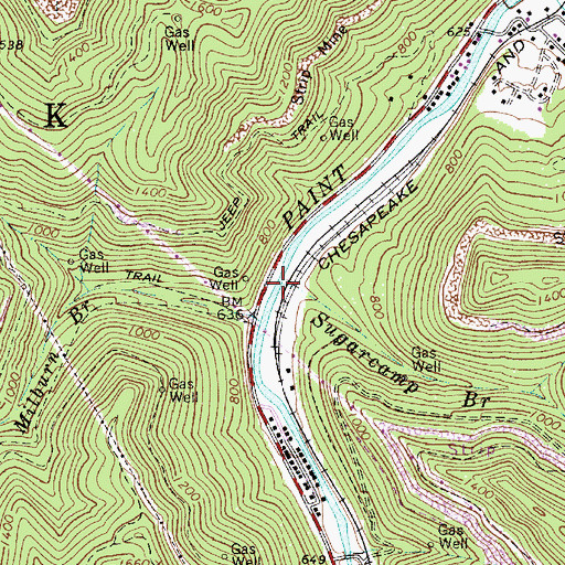 Topographic Map of Sugarcamp Branch, WV