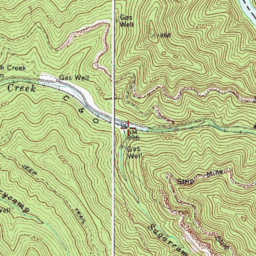 Topographic Map of Sugarcamp Branch, WV