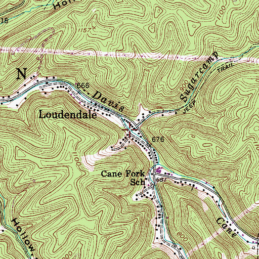 Topographic Map of Sugarcamp Branch, WV
