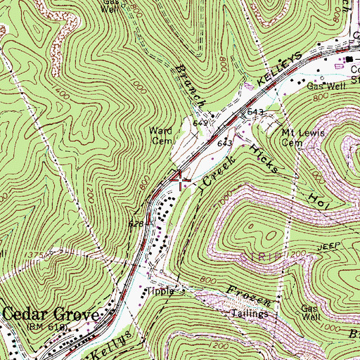 Topographic Map of Sugarcamp Branch, WV