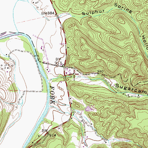 Topographic Map of Sugarcamp Hollow, WV
