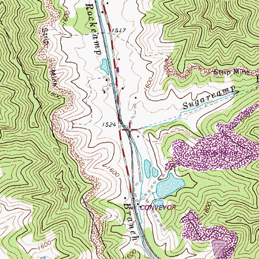 Topographic Map of Sugarcamp Run, WV