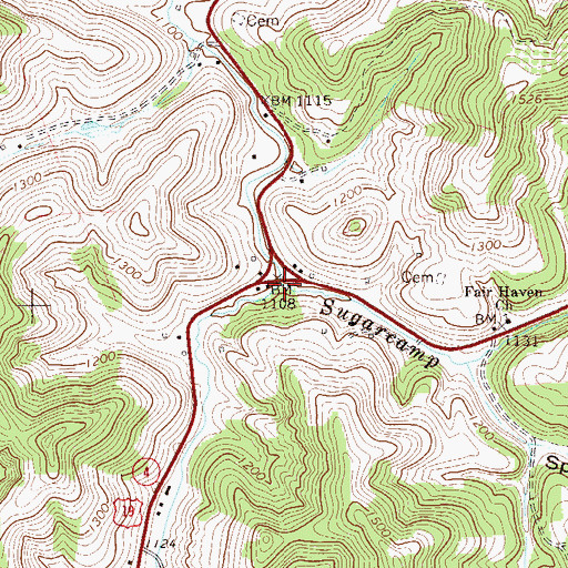 Topographic Map of Sugarcamp Run, WV