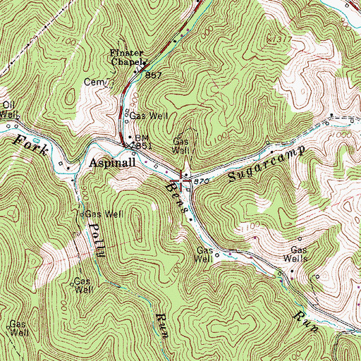 Topographic Map of Sugarcamp Run, WV