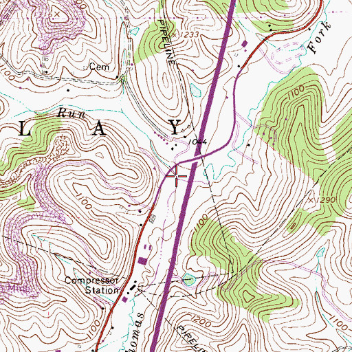 Topographic Map of Sugarcamp Run, WV