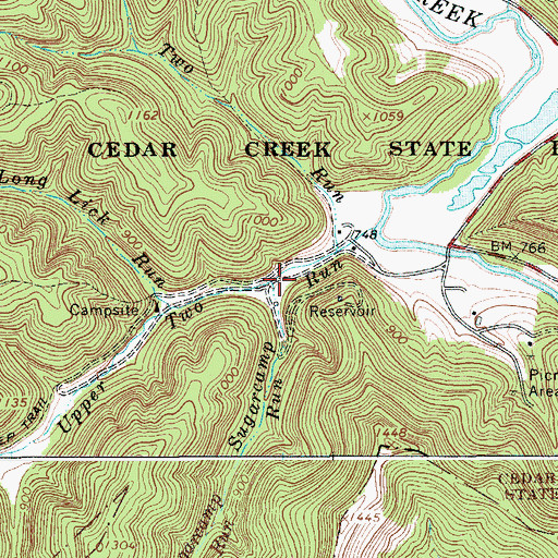 Topographic Map of Sugarcamp Run, WV