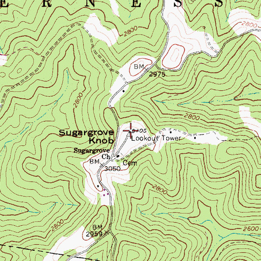 Topographic Map of Sugargrove Knob, WV