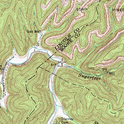 Topographic Map of Sugartree Branch, WV