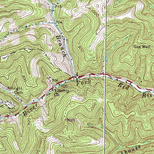 Topographic Map of Sulphur Spring Branch, WV